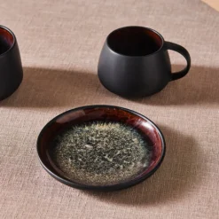 Karaca Mokka & Espressotassen Set-Earth Collection New Galactic 2-teiliges Teeset mit Reaktivglasur, 300 ml, Schwarz EINZELPERSON