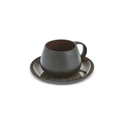 Karaca Mokka & Espressotassen Set-Earth Collection New Galactic 2-teiliges Teeset mit Reaktivglasur, 300 ml, Schwarz EINZELPERSON