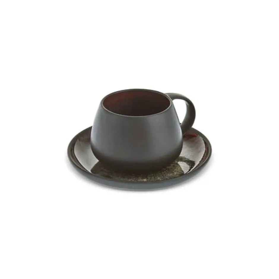 Karaca Mokka & Espressotassen Set-Earth Collection New Galactic 2-teiliges Teeset mit Reaktivglasur, 300 ml, Schwarz EINZELPERSON