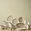 Karaca Tafelservice Für 12 Personen-Earth Collection Rise 55-teiliges Tafelservice für 12 Personen, Cream