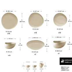 Karaca Tafelservice Für 12 Personen-Earth Collection Rise 55-teiliges Tafelservice für 12 Personen, Cream