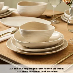 Karaca Tafelservice Für 12 Personen-Earth Collection Rise 55-teiliges Tafelservice für 12 Personen, Cream