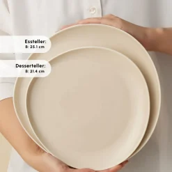 Karaca Tafelservice Für 12 Personen-Earth Collection Rise 55-teiliges Tafelservice für 12 Personen, Cream