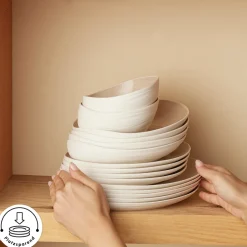 Karaca Tafelservice Für 12 Personen-Earth Collection Rise 55-teiliges Tafelservice für 12 Personen, Cream