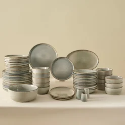 Karaca Tafelservice Für 12 Personen-Earth Collection Skal 55-teiliges Tafelservice für 12 Personen Grau02