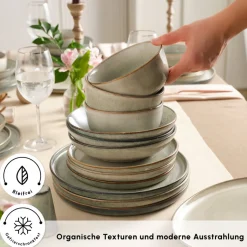 Karaca Tafelservice Für 12 Personen-Earth Collection Skal 55-teiliges Tafelservice für 12 Personen Grau02