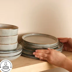 Karaca Tafelservice Für 12 Personen-Earth Collection Skal 55-teiliges Tafelservice für 12 Personen Grau02