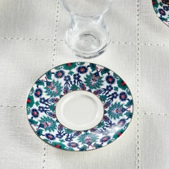 Karaca Teegläser Sets-Edirne 12-teiliges Bone-China Türkisches Teeset für 6 Personen, 130 ml, Mehrfarbig