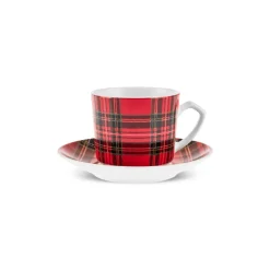 Karaca Mokka & Espressotassen Set-Ekose V2 4-teiliges Bone China Espresso Türkisch-Kaffeetassen-Set für 2 Personen, 80 ml, Rot Rot02