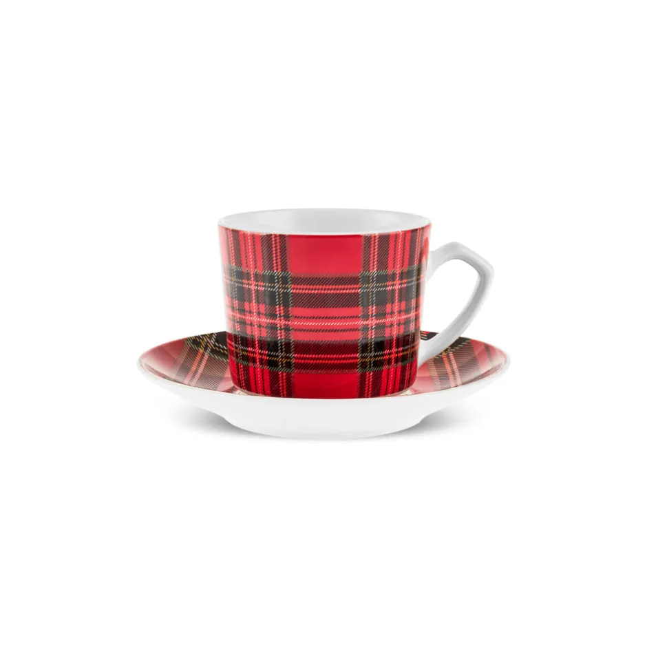 Karaca Mokka & Espressotassen Set-Ekose V2 4-teiliges Bone China Espresso Türkisch-Kaffeetassen-Set für 2 Personen, 80 ml, Rot Rot02
