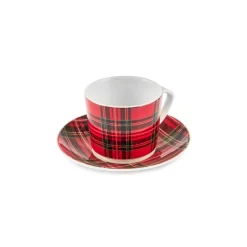 Karaca Mokka & Espressotassen Set-Ekose V2 4-teiliges Bone China Espresso Türkisch-Kaffeetassen-Set für 2 Personen, 80 ml, Rot Rot02