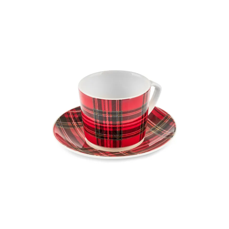 Karaca Mokka & Espressotassen Set-Ekose V2 4-teiliges Bone China Espresso Türkisch-Kaffeetassen-Set für 2 Personen, 80 ml, Rot Rot02