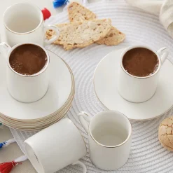 Karaca Mokka & Espressotassen Set-Elda 12 teiliges Kaffeetassen Set für 6 Personen Weıß01