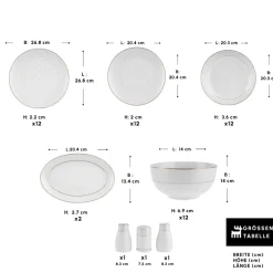 Karaca Tafelservice Für 12 Personen-Elegance Bone Mandarin 53-teiliges Tafelservice für 12 Personen Gold
