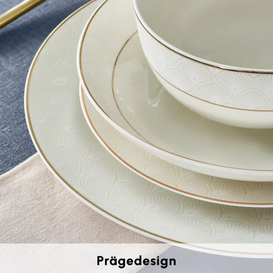 Karaca Tafelservice Für 12 Personen-Elegance Bone Mandarin 53-teiliges Tafelservice für 12 Personen Gold