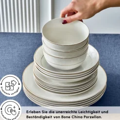 Karaca Tafelservice Für 12 Personen-Elegance Bone Mandarin 53-teiliges Tafelservice für 12 Personen Gold