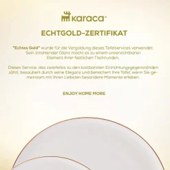 Karaca Frühstücksgeschirr|Frühstücksset Für 6 Personen-Elegance Bone Marcelo 26-Teiliges 6-Personen Frühstücksset Gold