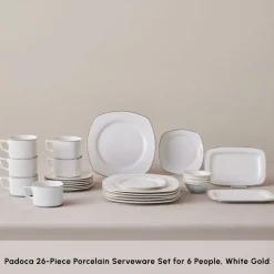 Karaca Frühstücksset Für 6 Personen-Elegance Bone Padoca 26-Teiliges 6-Personen Frühstücksset Gold