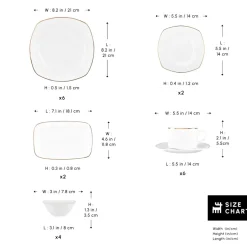 Karaca Frühstücksset Für 6 Personen-Elegance Bone Padoca 26-Teiliges 6-Personen Frühstücksset Gold