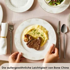 Karaca Tafelservice Für 12 Personen-Elegance Bone Siena 53-Teiliges 12-Personen Geschirrsett Gold