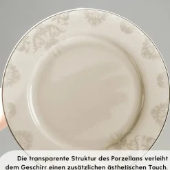 Karaca Tafelservice Für 12 Personen-Elegance Bone Siena 53-Teiliges 12-Personen Geschirrsett Gold