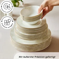 Karaca Tafelservice Für 12 Personen-Elegance Bone Siena 53-Teiliges 12-Personen Geschirrsett Gold