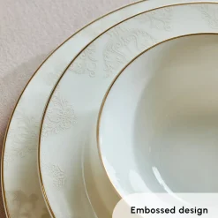 Karaca Tafelservice Für 12 Personen-Elegance Bone Siena 53-Teiliges 12-Personen Geschirrsett Gold