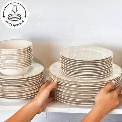 Karaca Tafelservice Für 12 Personen-Elegance Bone Siena 53-Teiliges 12-Personen Geschirrsett Gold