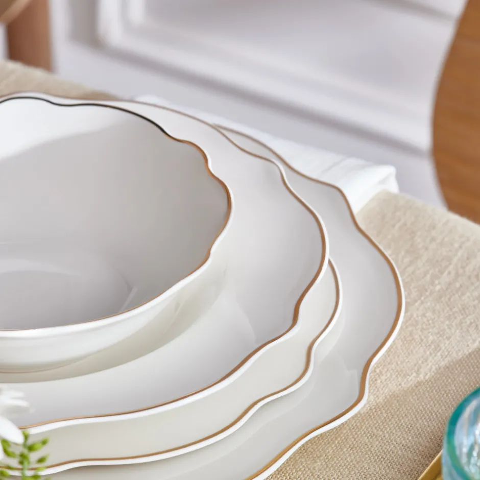 Karaca Tafelservice Für 12 Personen-Elegance Vera 59-Teiliges 12-Personen-Geschirrset, Gold