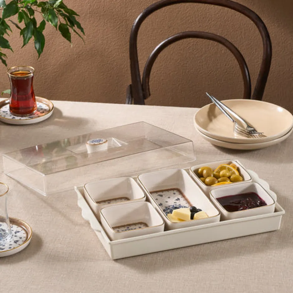 Karaca Frühstücksgeschirr-Elena 7-teiliges Keramik-Frühstücksset, Mehrfarbig