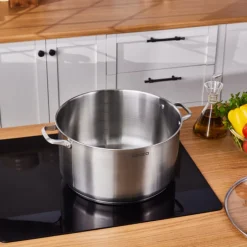 Karaca Stahltopf-Elite Edelstahl-Induktions-Kochtopf mit Deckel, 34 cm, Silber