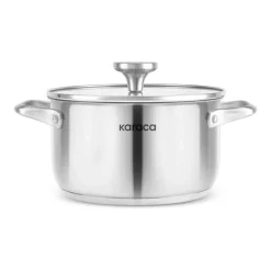 Karaca Stahltopf-Elite Edelstahl-Induktions-Kochtopf mit Deckel, 22 cm, Silber
