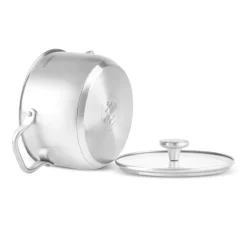 Karaca Stahltopf-Elite Edelstahl-Induktions-Kochtopf mit Deckel, 22 cm, Silber