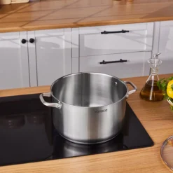 Karaca Stahltopf-Elite Edelstahl-Induktions-Kochtopf mit Deckel, 28 cm, Silber