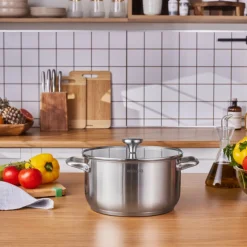 Karaca Stahltopf-Elite Edelstahl-Induktions-Kochtopf mit Deckel, 24 cm, Silber