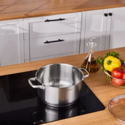 Karaca Stahltopf-Elite Edelstahl-Induktions-Kochtopf mit Deckel, 24 cm, Silber