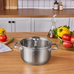 Karaca Stahltopf-Elite Edelstahl-Induktions-Kochtopf mit Deckel, 20 cm, Silber