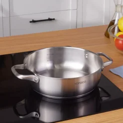 Karaca Stahltopf-Elite Edelstahl-Kasserolle Flach 24 cm 3 L