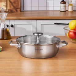 Karaca Stahltopf-Elite Edelstahl-Kasserolle Flach 22 cm