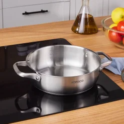 Karaca Stahltopf-Elite Edelstahl-Kasserolle Flach 22 cm