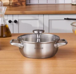 Karaca Stahltopf-Elite Edelstahl-Kasserolle Flach 18 cm