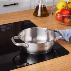 Karaca Stahltopf-Elite Edelstahl-Kasserolle Flach 18 cm