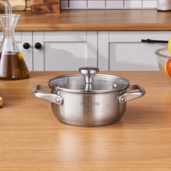 Karaca Stahltopf-Elite Edelstahl-Kasserolle Flach 16 cm