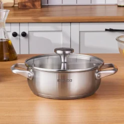Karaca Stahltopf-Elite Edelstahl-Kasserolle Flach 20 cm