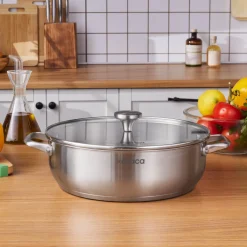 Karaca Stahltopf-Elite Edelstahl-Kasserolle Flach 30 cm 6,0 L
