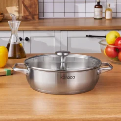 Karaca Stahltopf-Elite Edelstahl-Kasserolle Flach 26 cm 3,4 L
