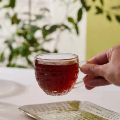 Karaca Teetassen Sets-Emel 4 Personen Glas Tee Cup 180 Ml Klar