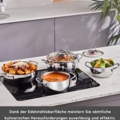 Karaca Stahltopf Sets-Emirgan Induktion Kochtopfset aus Stahl, 8 Teilig Farblös