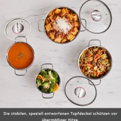 Karaca Stahltopf Sets-Emirgan Induktion Kochtopfset aus Stahl, 8 Teilig Farblös