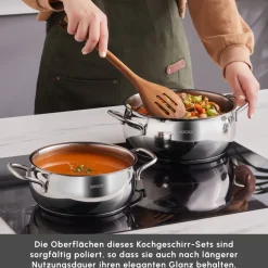Karaca Stahltopf Sets-Emirgan Induktion Kochtopfset aus Stahl, 8 Teilig Farblös